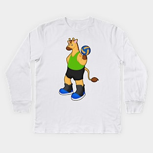 Giraffe as Volleyball player with Volleyball Kids Long Sleeve T-Shirt